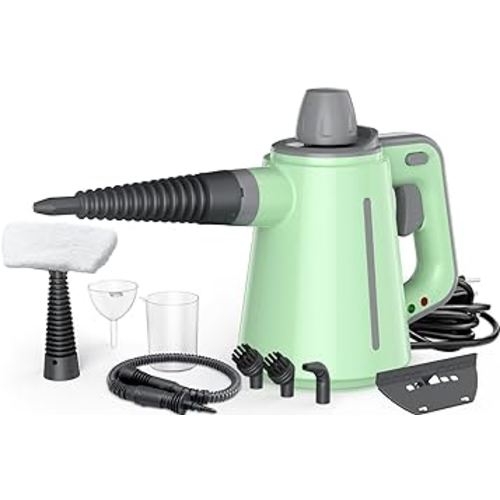 Handheld Steam Cleaner, 1300W Pressurized Multi-Surface Steam Cleaner for Home Use with 10pcs Tools and Safety Lock to Remove Grime, Grease, Steamer for Cleaning Floor, Upholstery, Grout, and Car