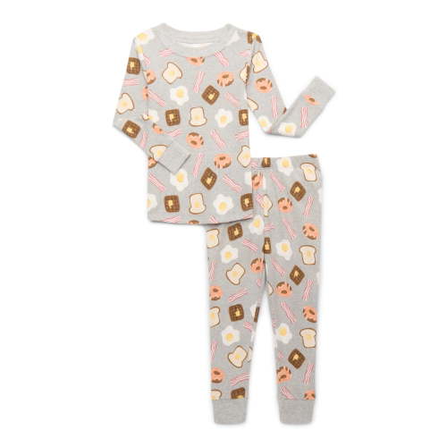 Wonder Nation Toddler Cotton Long Sleeve Sleep Tee and Pants Pajama Set, 2-Piece, Sizes 12M-5T