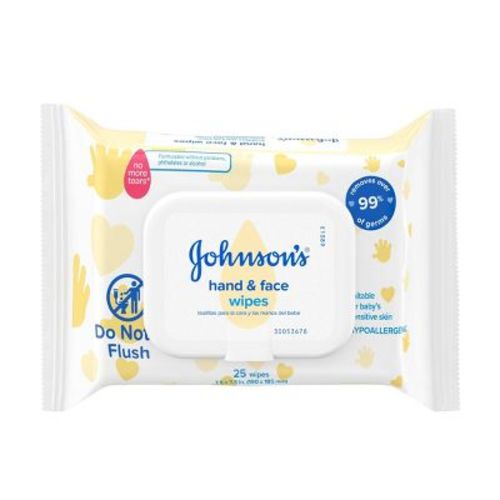 Johnson's Baby Disposable Hand & Face Cleansing Wipes, Pre-moistened Wipes, Gentle For Delicate Skin - 25ct