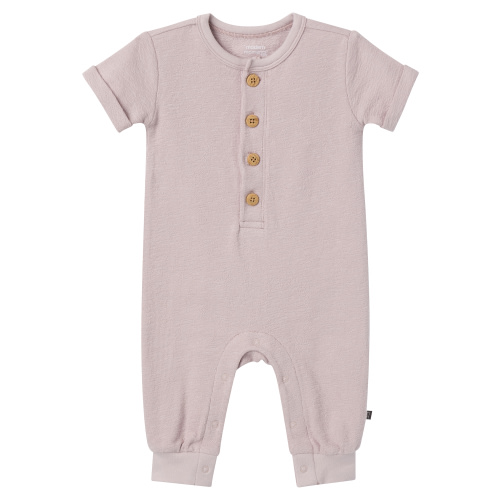 Modern Moments by Gerber Gender Neutral Short Sleeve Henley Romper, Sizes 0/3 Months - 24 Months