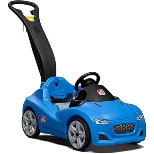 Step2 Whisper Ride Cruiser Kids Push Car, Ride On Toy, Stroller Substitute, Includes Seat Belt & Horn, Made of Durable Plastic, Max Weight 50 lbs., For Toddlers 1.5-4 Years Old, Blue