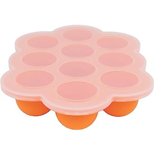 WeeSprout Silicone Freezer Tray with Clip on Lid Perfect Food Storage Container for Homemade Baby Food, Vegetable, Fruit Purees, and Breast Milk (Bright Orange, Ten 1.5 Ounce Sections)