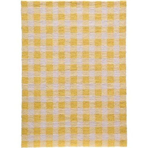 3'6"x5'6" Gingham Rug Yellow - Momeni: Geometric Tufted Indoor Accent, Low Pile, Cotton Backing