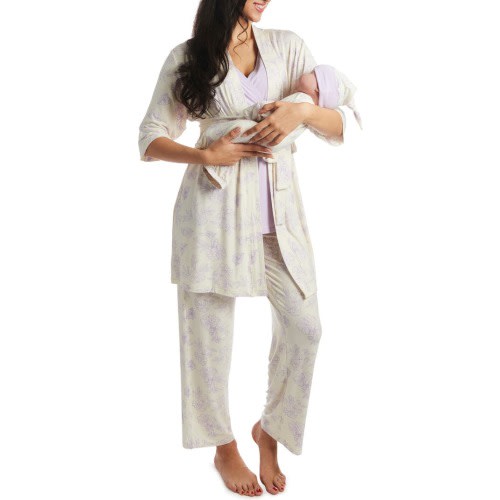 Maternity Analise During & After 5-Piece Maternity/Nursing Sleep Set, Medium, Bali