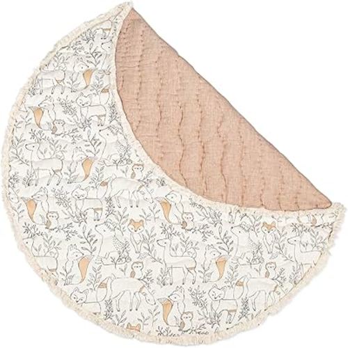 Crane Baby Baby Activity Mat, Woodland Animal Nursery Decor, Reversible Infant Play Mat for Tummy Time and Floor Activities, Infant Play Mat, 40" X 40"