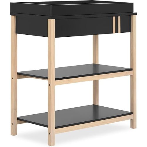 Dream On Me Soho Baby Changing Table in Matte Black Vintage, Crafted with Sustainable New Zealand Pinewood, JPMA & Greenguard Gold Certified, Portable Changing Table
