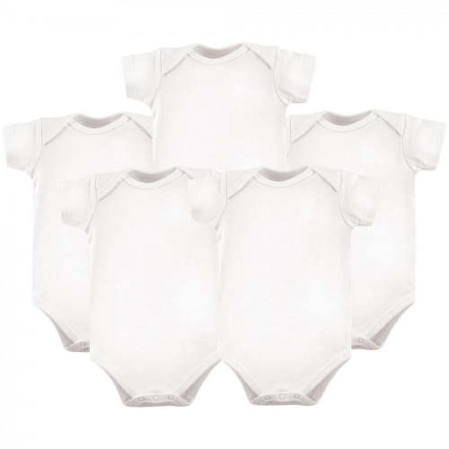 Hudson Baby Short Sleeve Bodysuits, 5-Pack, Newborn- 24 Months