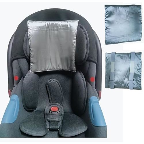 2 Pack Carseat Covers Baby Satin Car Seat Headrest Cover for Babies Baby Hair Protector Soft Silk Feeling Protection Silk Head Cover Satin car seat headrest Protector Support(Grey)