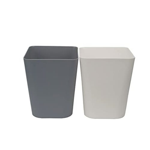 1.6 Gallon Small Trash Can Wastebasket for Kitchen Office Bathroom,Pack of 2(White+Gray)