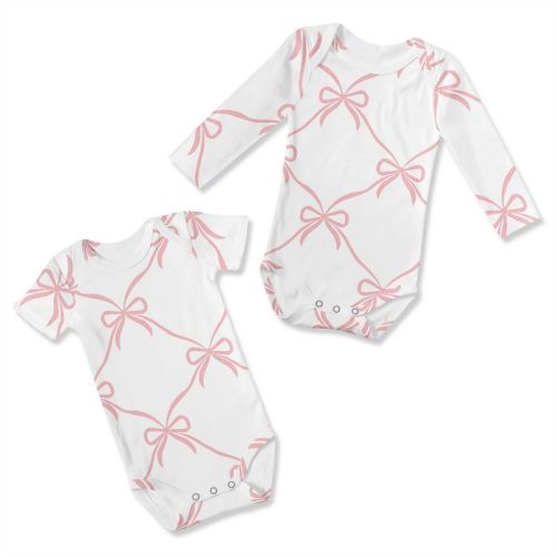 Sweet Jojo Designs Girl Baby Bodysuit - Set 6-12M Ballerina and Ballet Bows Pink and White 2pc