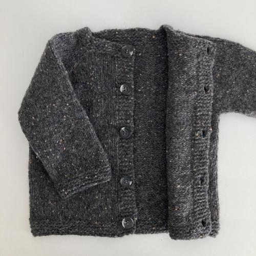 Hand Knit Baby Sweater / Hand Knit Baby Cardigan / Gray Tweed Colour / Baby Shower Gift / Baby Clothing / 3 Sizes