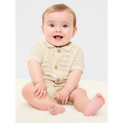 Crochet Sweater-Knit Shirt and Shorts Set for Baby