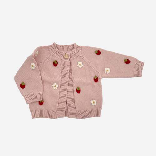 Cotton Strawberry Flower Cardigan - Blush – The Blueberry Hill