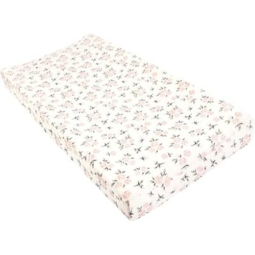 Hudson Baby Unisex Baby Changing Pad Cover, Neutral Pink Floral, One Size