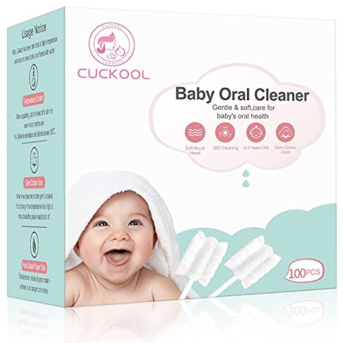 Cuckool [100-Pack] Baby Tongue Cleaner, Baby Oral Cleaner, Upgrade Teeth and Gum Cleaner for Babies and Infants Aged 0-36 Months