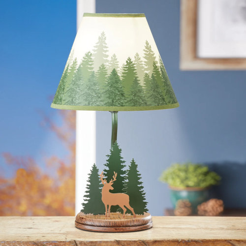 Millwood Pines Northwoods Deer in Evergreen Forest Table Lamp | Wayfair