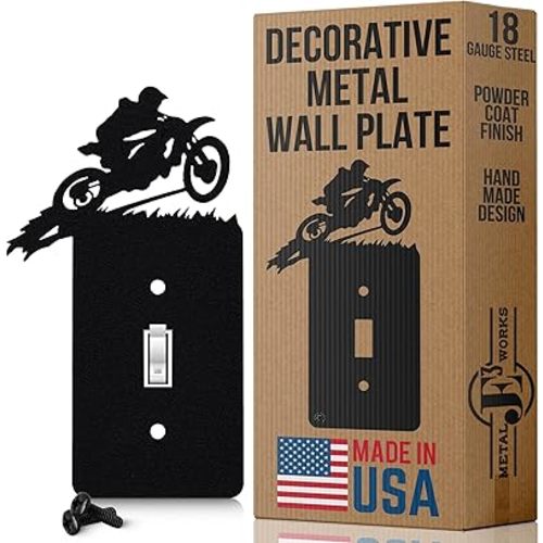 Motocross Off-Road Dirt Bike Toggle Light Switch Wall Plate (Single Toggle, Black)