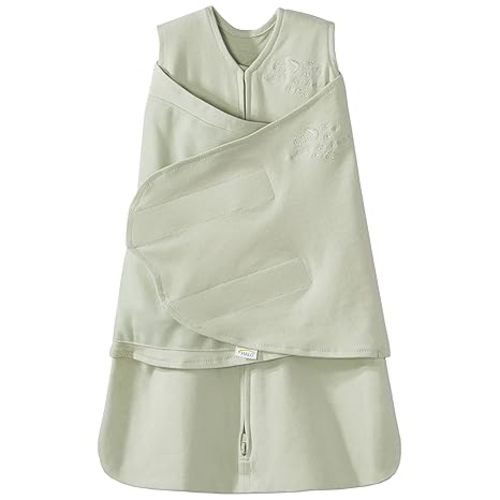 HALO 100% Cotton Sleepsack Swaddle, 3-Way Adjustable Wearable Blanket, TOG 1.5, Sage, Small, 3-6 Months