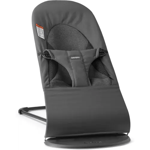 BabyBjörn Bouncer Balance Soft, Dark Gray, Woven/Jersey, Tri-Fabric | 2-in-1 Adjustable Baby Bouncer Seat and Toddler Chair, Newborn to Toddler (8-29 lbs), 4 Positions, Lightweight & Portable