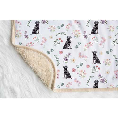 Black Lab Wildflower Baby Girl Blanket Yellow Labrador Sherpa With Name Custom Dog Baby Girl Name Blanket Chocolate Lab Baby Shower Gift