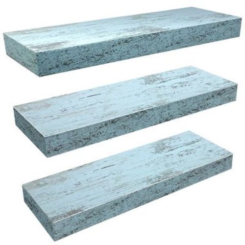 3 Pack 16 Inch Sorbus Rustic Floating Shelves - for Bedroom, Kitchen, Living Room, Office - Floating Shelf for Trophies, Books, Frames, etc (Blue)