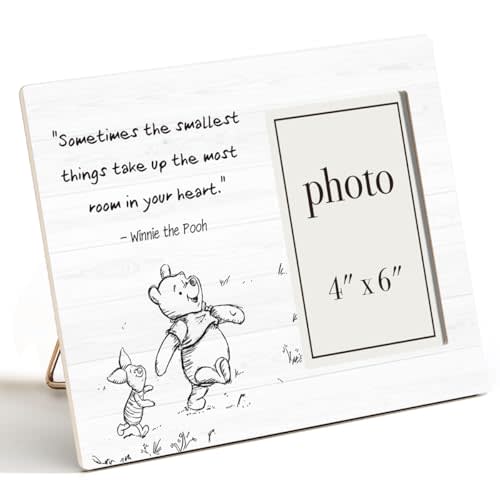 AKFVNSFK Classic Pooh Bear Nursery Picture Frame, Baby Gifts for Nursery, Baby Shower Gifts for New Parents Photo Frame for 4 x 6 Inch Photo