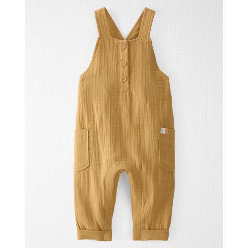 Baby Organic Cotton Gauze Overalls in Gold - Style,Prairie Grass