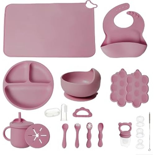 19 Pcs Silicone Baby Feeding Set Eating Essentials for Newborn