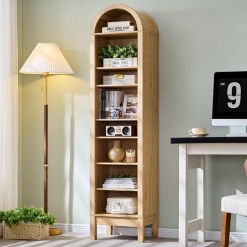SinCiDo Arched Bookshelf, 8-Tier Open Shelf Bookcase, Medium Density Fiberboard