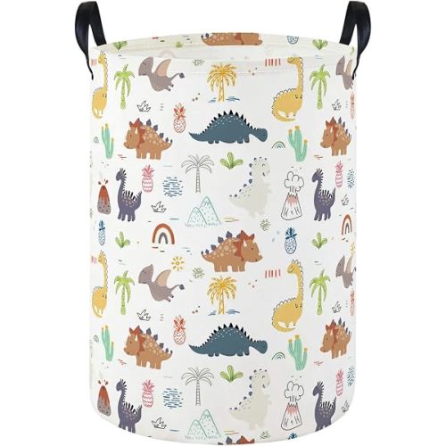 Dinosaur Hamper Baby Nursery Hamper Waterproof Foldable Kids Laundry Basket Girl Dirty Clothes Hampers Birthday Party Gift Room Decor for Home Gift Baskets(Tropical Dinosaur)