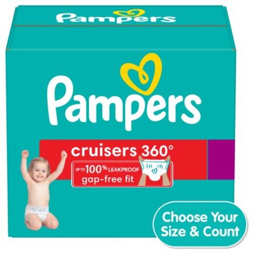Pampers Cruisers 360 Size 3 Diapers, 132 Count - Leakproof, Hypoallergenic with Easy Tear Sides