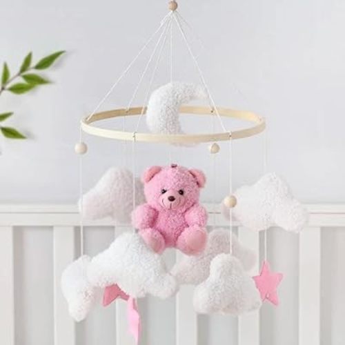 Baby Mobile for Crib, Baby Crib Mobile for Boys Girls, Baby Mobile for Bassinet,Cute Bear Nursery Mobile, Nursery Decor Theme for Infant Bedroom Hanging (Bear)