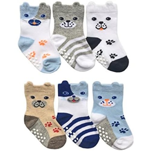 Jefferies Socks Baby Boys Non-Skid Puppy Dog Socks 6 Pair Pack