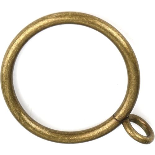 Antique Brass Curtain Rings with Eyelets for Up to 1.2-inch Curtain Rods (Set of 30 PCS Curtain Rings)