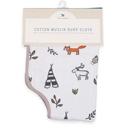 Little Unicorn Cotton Muslin Burp Cloths | 100% Cotton | Multi-Layer | Ultra Absorbent & Soft | Reversible | Large 21 x14 (Forest Friends)