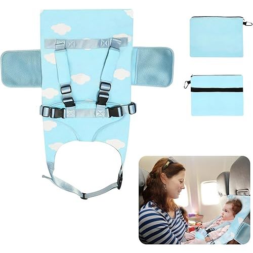 Baby Travel Bed, Baby Airplane Bed, Toddler Airplane Seat Extender Bed, Portable Infant Travel Bed with Side Pockets, Kids Plane Bed, Baby Travel Essentials Flying Travel for 1-12 Month Old Baby