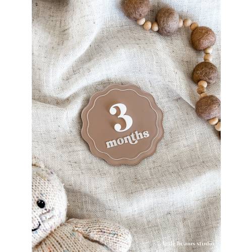 Acrylic Scallop Milestone Cards | Monthly Milestone Markers | Boho Interchangeable Milestone Card | Baby Shower Gift | Photo Prop