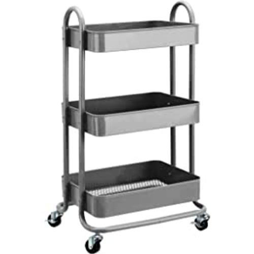 Amazon Basics 3-Tier Rolling Utility or Kitchen Cart - Charcoal : Office Products