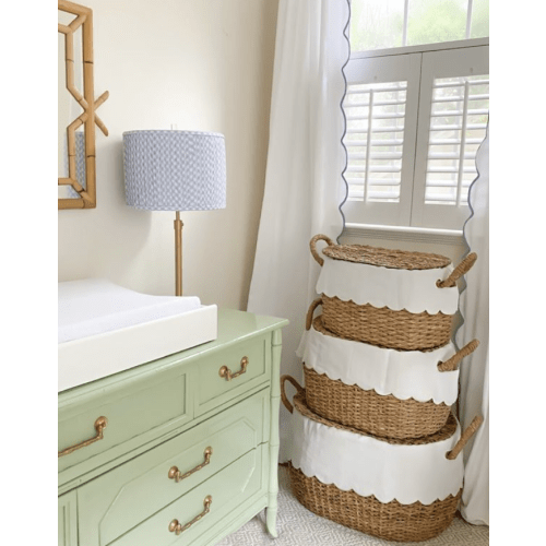Bunny Williams Nesting Baskets with Scalloped Liner - Set of 3