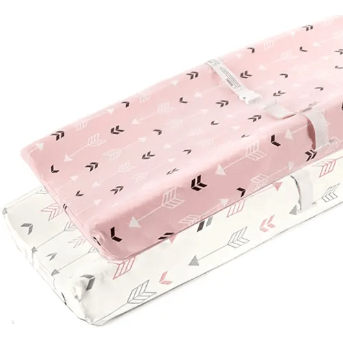 Stretchy Changing Pad Covers BROLEX 2 Pack Jersey Knit Change Pad Covers for Girls Boys,Pink & White Arrow