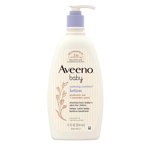 Aveeno Baby Calming Comfort Moisturizing Body Lotion with Relaxing Lavender & Vanilla Scents, Non-Greasy Baby Lotion, Nourishing Prebiotic Oatmeal, & No added parabens 12 fl. oz