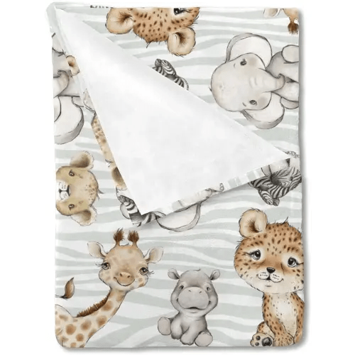HawSkgFub Safari Jungle African Animal Baby Blanket Boy Girl Shower Gift, Elephant Giraffe Lion Flannel Fleece Nursery Bed Receiving Swaddle, Soft Lightweight Newborn Toddler Infant Crib Bedding 30x40