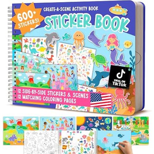 Sticker Books for Toddlers 3-5 Years - Toddler Sticker Book Preschool Learning Activities, Kids Stickers Ages 4-8 Quiet Books for Toddlers 3-5, Kids Travel Activities, Educational Toy Toddler Gifts