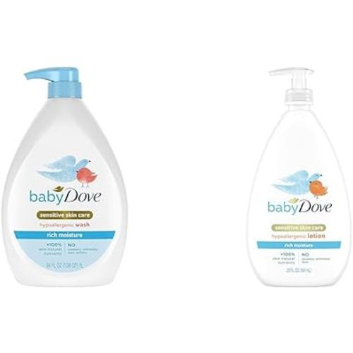 Baby Dove Sensitive Skin Care Baby Wash Rich Moisture For Baby Bath Time Tear-Free & Sensitive Skin Care Body Lotion For Delicate Baby Skin Rich Moisture