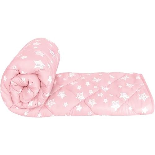 Baby Blanket for Boys and Girls, Soft Cozy Toddler Comforter Quilted with Pink Star Print, Ultra Soft Down Alternative Crib Comforter, 39x47 Inches