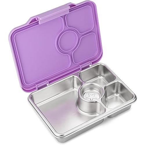 Yumbox Prêt Leakproof Stainless Steel Bento Lunch Box, 3.4 Cup Healthy Portion Size for Balanced Eating – Durable Lunch Container for Sandwiches & Snacks (Lavande Purple)