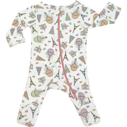 Footed Onesie, Pink and Purple, Parisian
