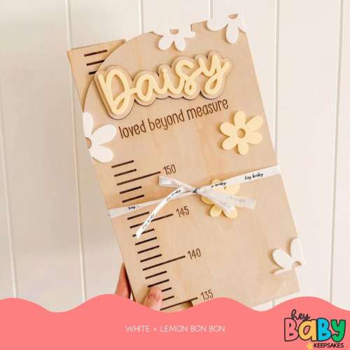 Personalised Growth Chart - FIELD OF DAISIES | Girls Room Decor | Daisy Theme | Acrylic Growth Chart | Wooden Ruler | Measure | Baby Height