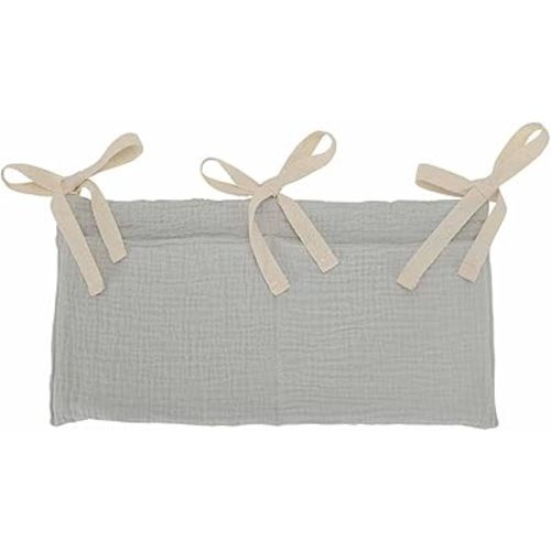 YeeMan Cotton Baby Hanging Storage Bag,2 Pockets Organizer for Nursery and Toys (Gray)
