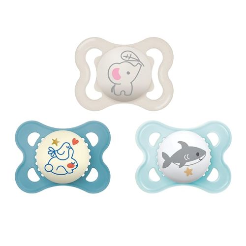 MAM Variety Pack Baby Pacifier, Includes 3 Types of Pacifiers, Nipple Shape Helps Promote Healthy Oral Development, 3 Pack, 0-6 Months, Boy